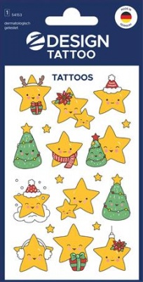 Matrica, tetoválás, 1 ív, 76x120 mm, AVERY ZWECKFORM, "Z-Design No.54153",  csillagok